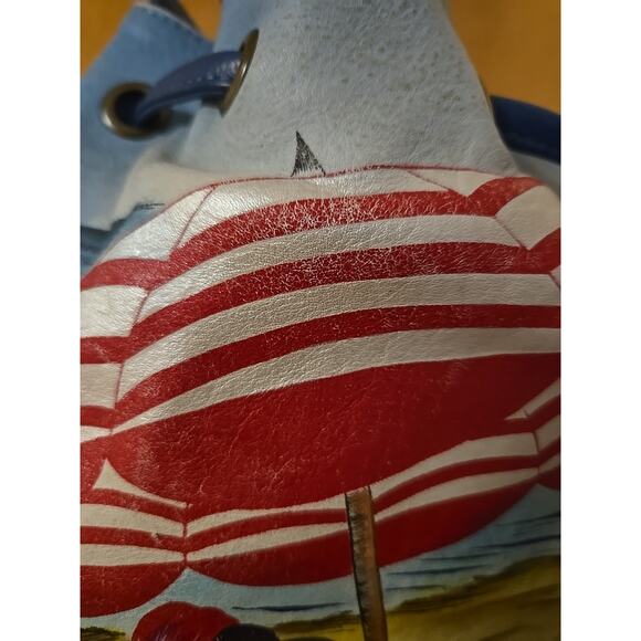 Anna by Anuschka Leather Beach 13x10.5 Crossbody Handbag Hand Painted - Picture 5 of 10